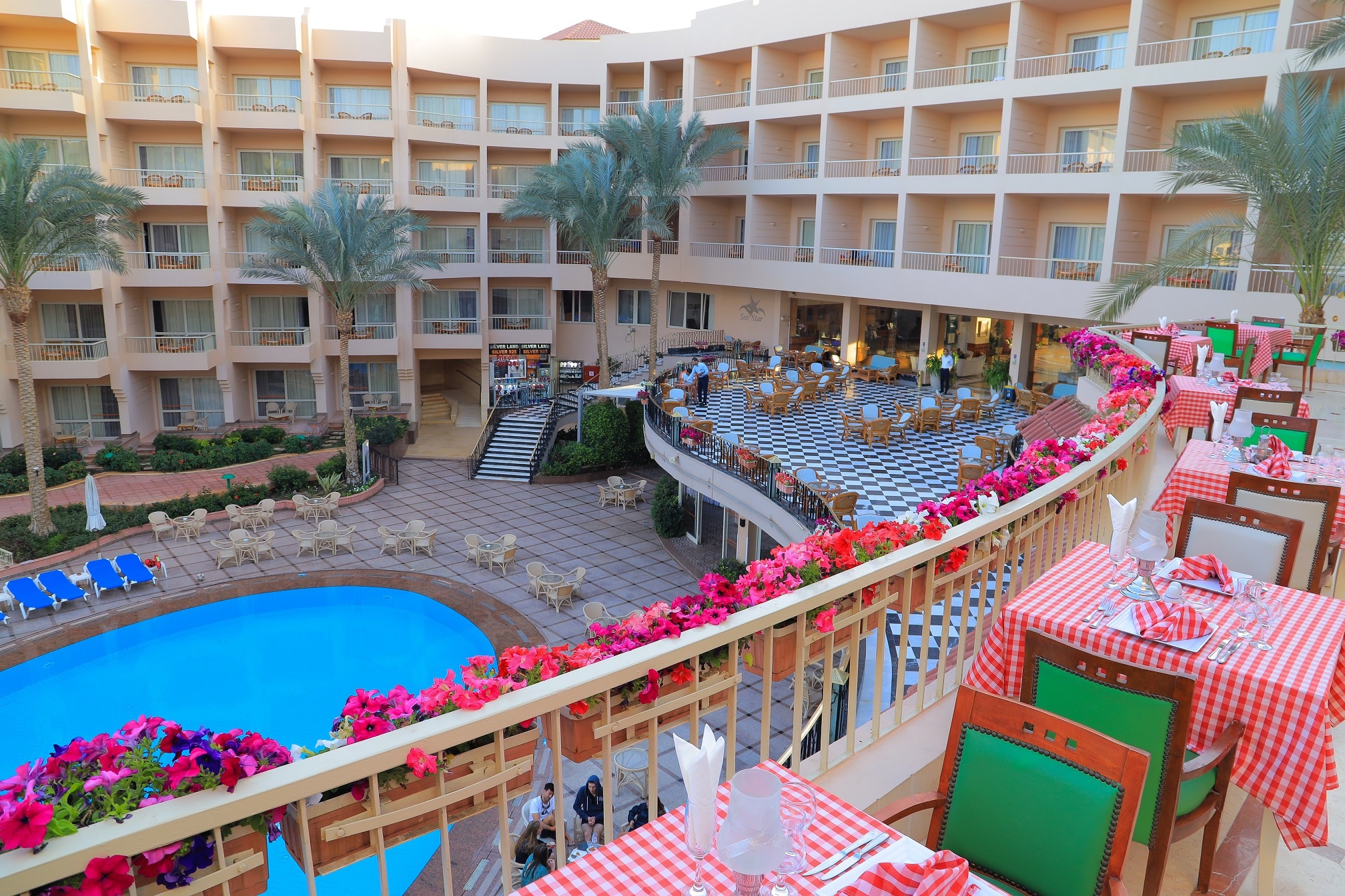 Sea Star Beau Rivage dining terrace with flowers